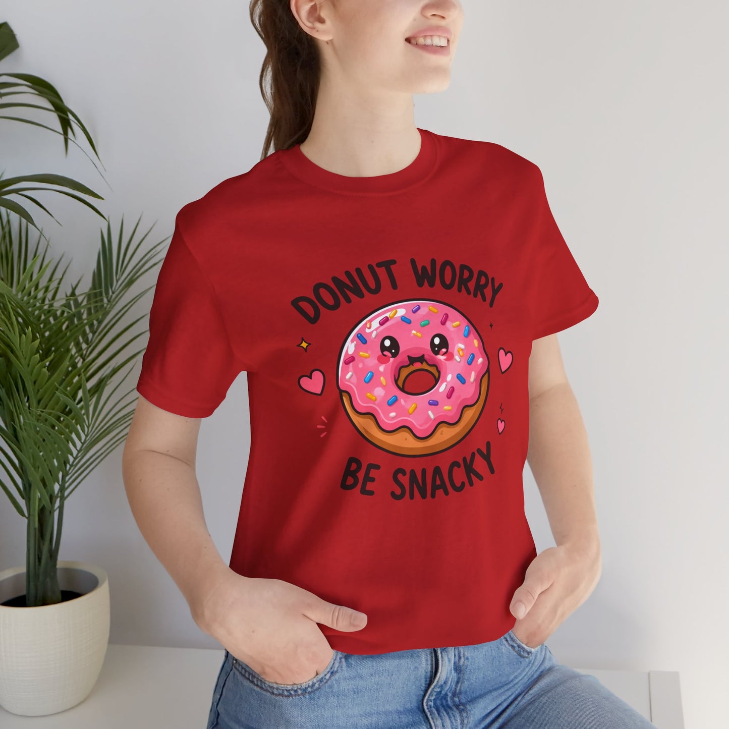 Donut Worry Be Snacky Tee Kawaii Pink Donut Cartoon T-Shirt