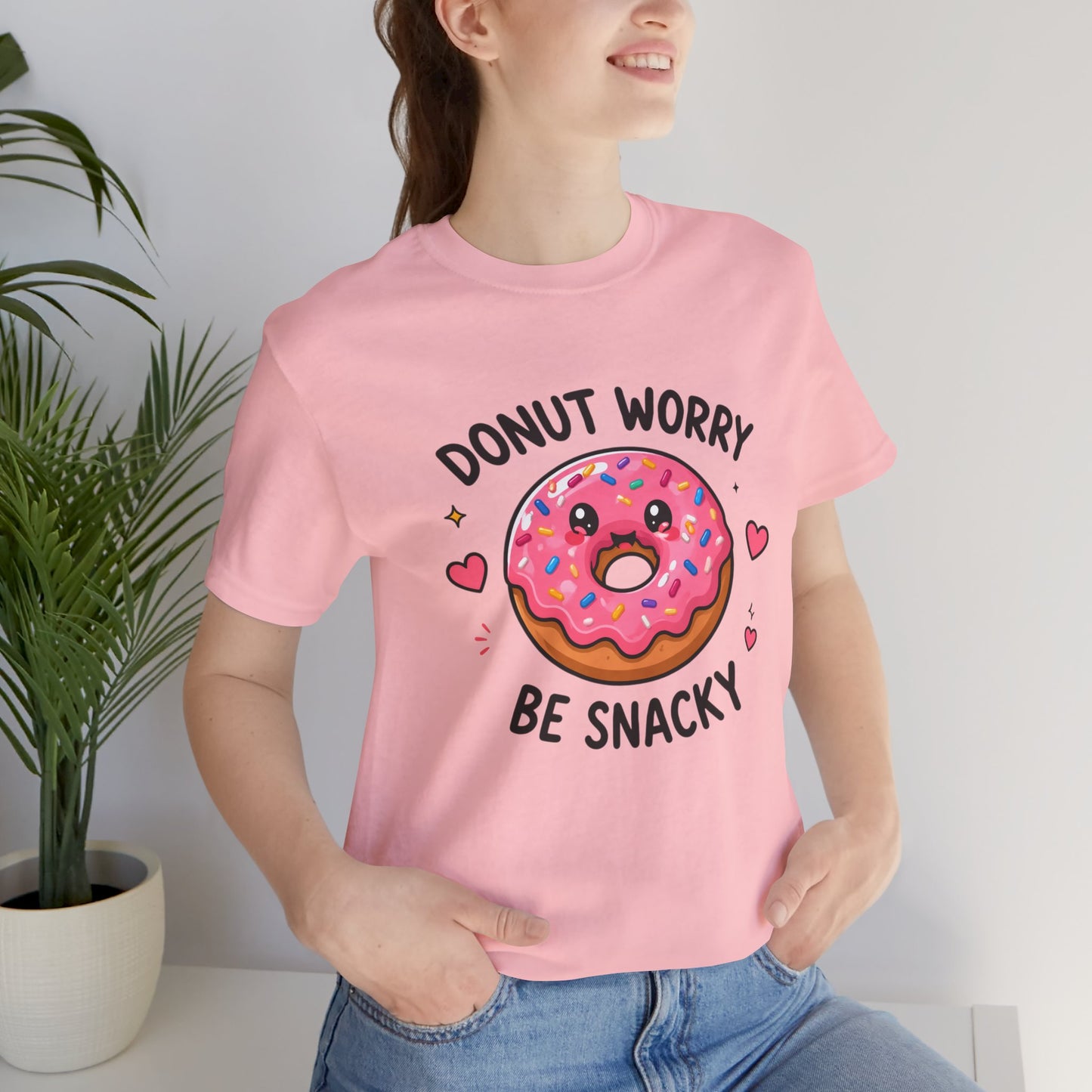 Donut Worry Be Snacky Tee Kawaii Pink Donut Cartoon T-Shirt