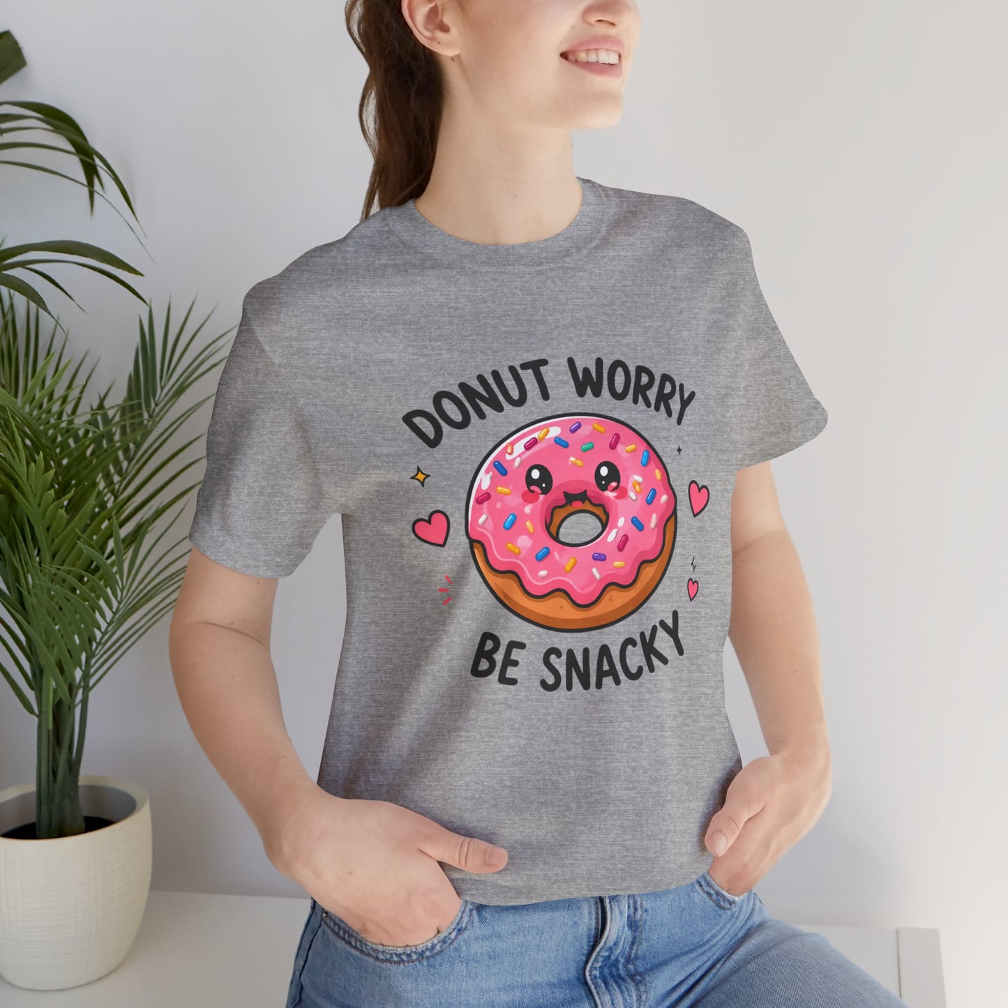 Donut Worry Be Snacky Tee Kawaii Pink Donut Cartoon T-Shirt