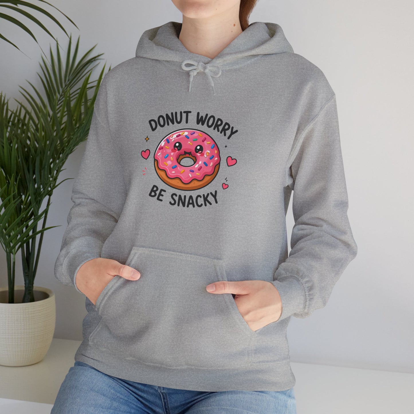 Donut Worry Be Snacky Hoodie Cute Pink Donut Graphic Pullover