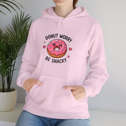 Donut Worry Be Snacky Hoodie Cute Pink Donut Graphic Pullover