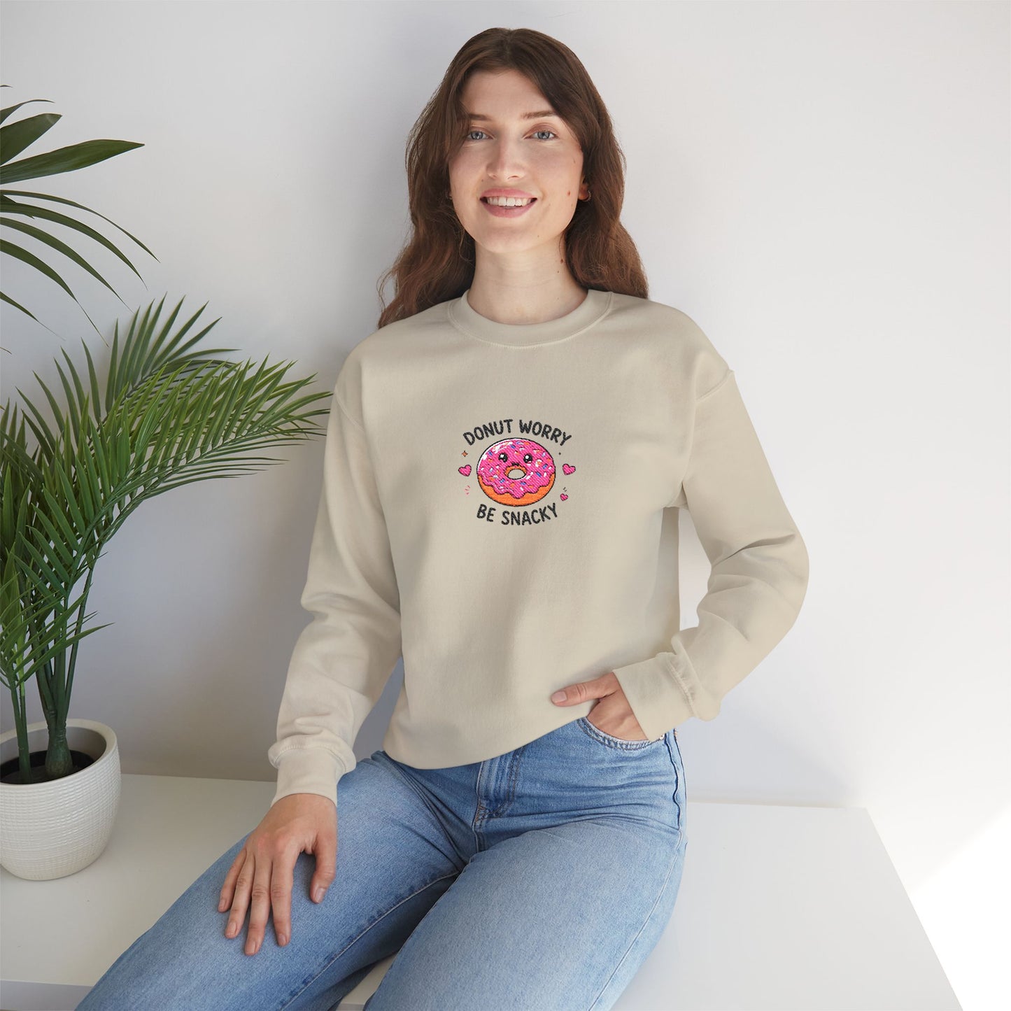 Donut Worry Be Snacky Sweatshirt embordered
