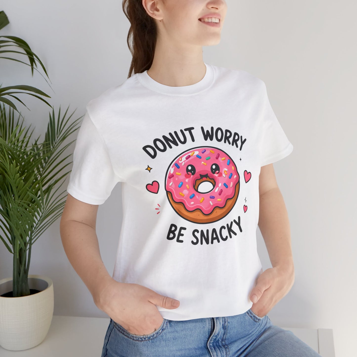 Donut Worry Be Snacky Tee Kawaii Pink Donut Cartoon T-Shirt